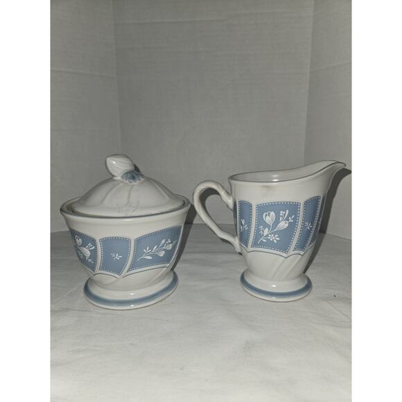 Noritake Stoneware Victory Blue Cream And Sugar Bowl - Picture 1 of 5